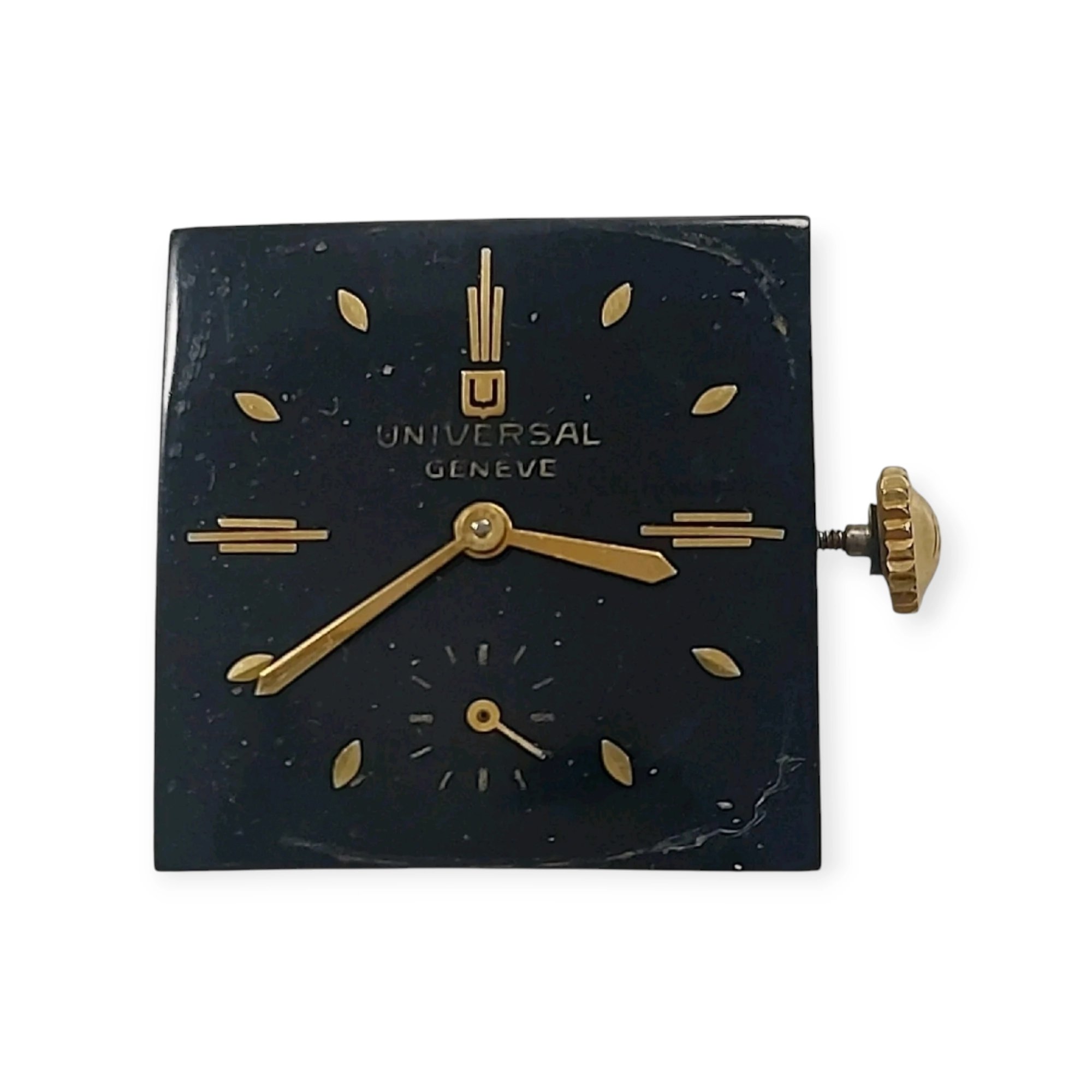 Movimento Meccanico / Calibro Universal Genève 330 Vintage con Quadrante Nero Art Déco e Corona
37/2022-014U - immagine 2