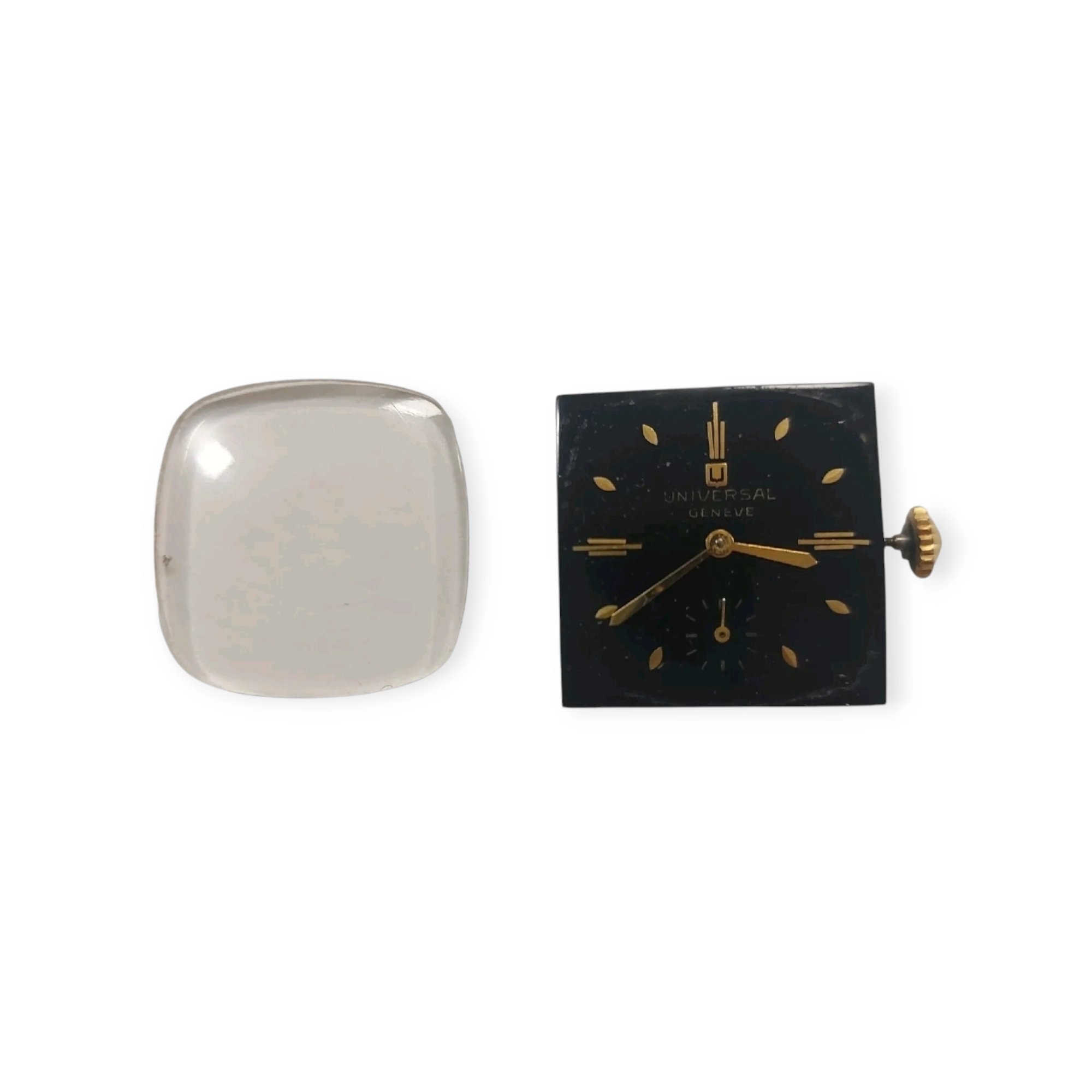 Movimento Meccanico / Calibro Universal Genève 330 Vintage con Quadrante Nero Art Déco e Corona
37/2022-014U - immagine 3