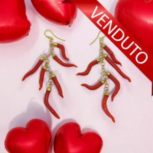 Orecchini oro giallo 750 corallo rosso mediterraneo