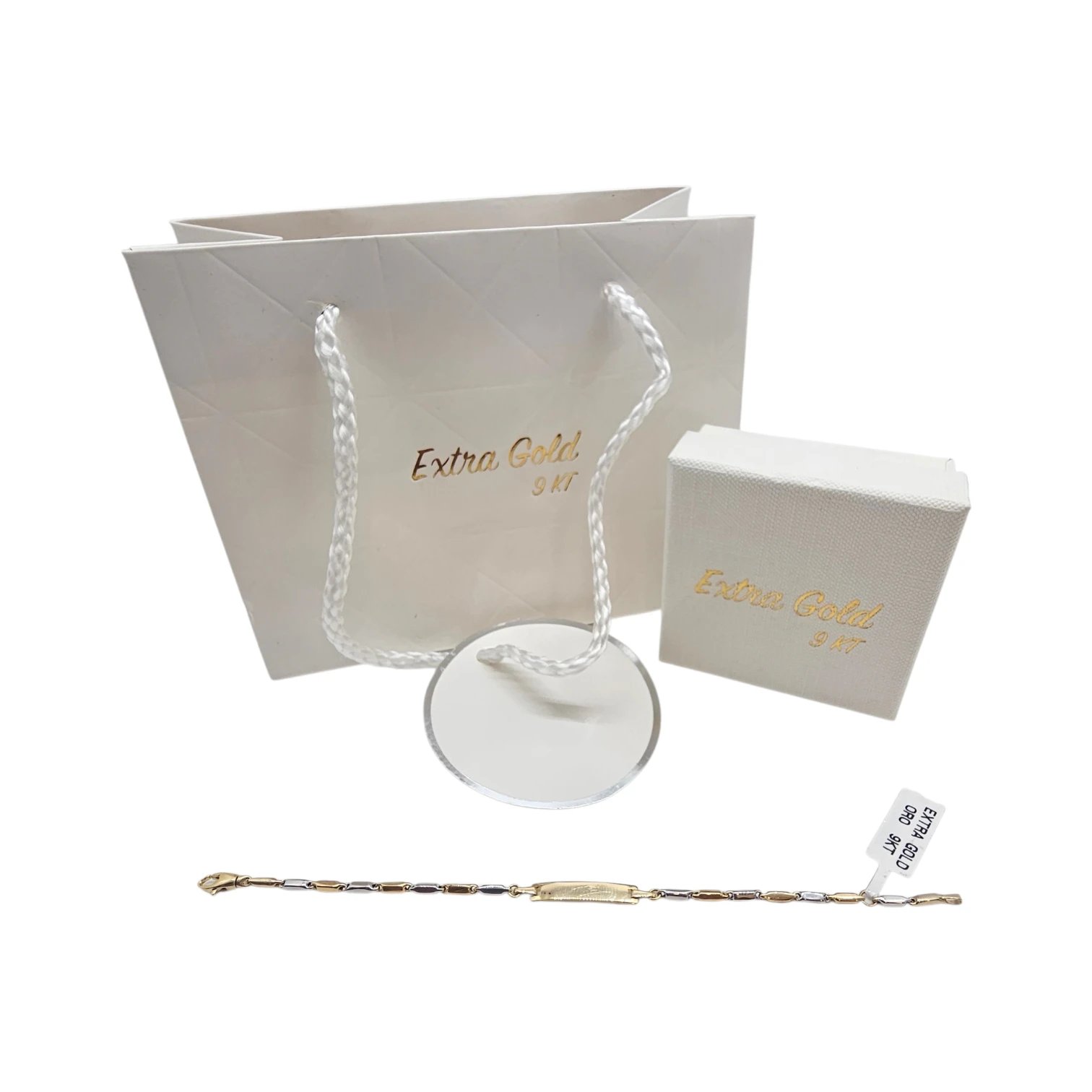 Bracciale Identità Oro 9kt Bicolore Giallo e Bianco